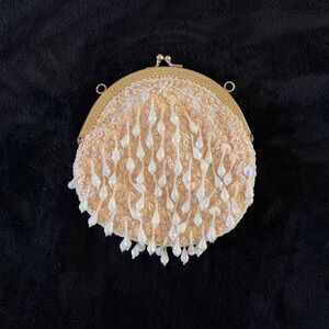 Vintage Iridescent Beaded Sequins Formal Evening Cocktail Clutch